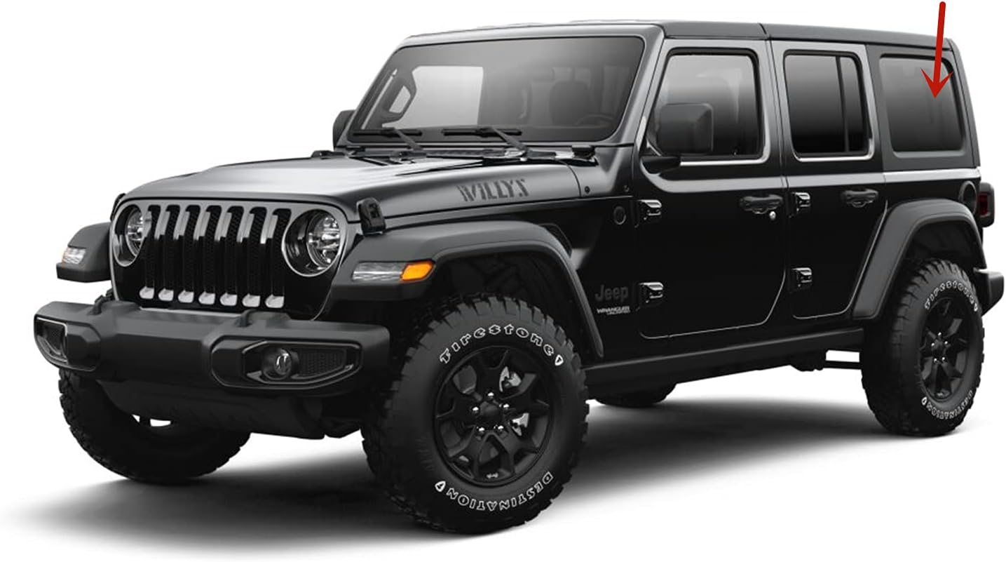 Driver Left Side Quarter Window Quarter Glass Compatible with Jeep Wrangler 2018-2026 4 Door Models