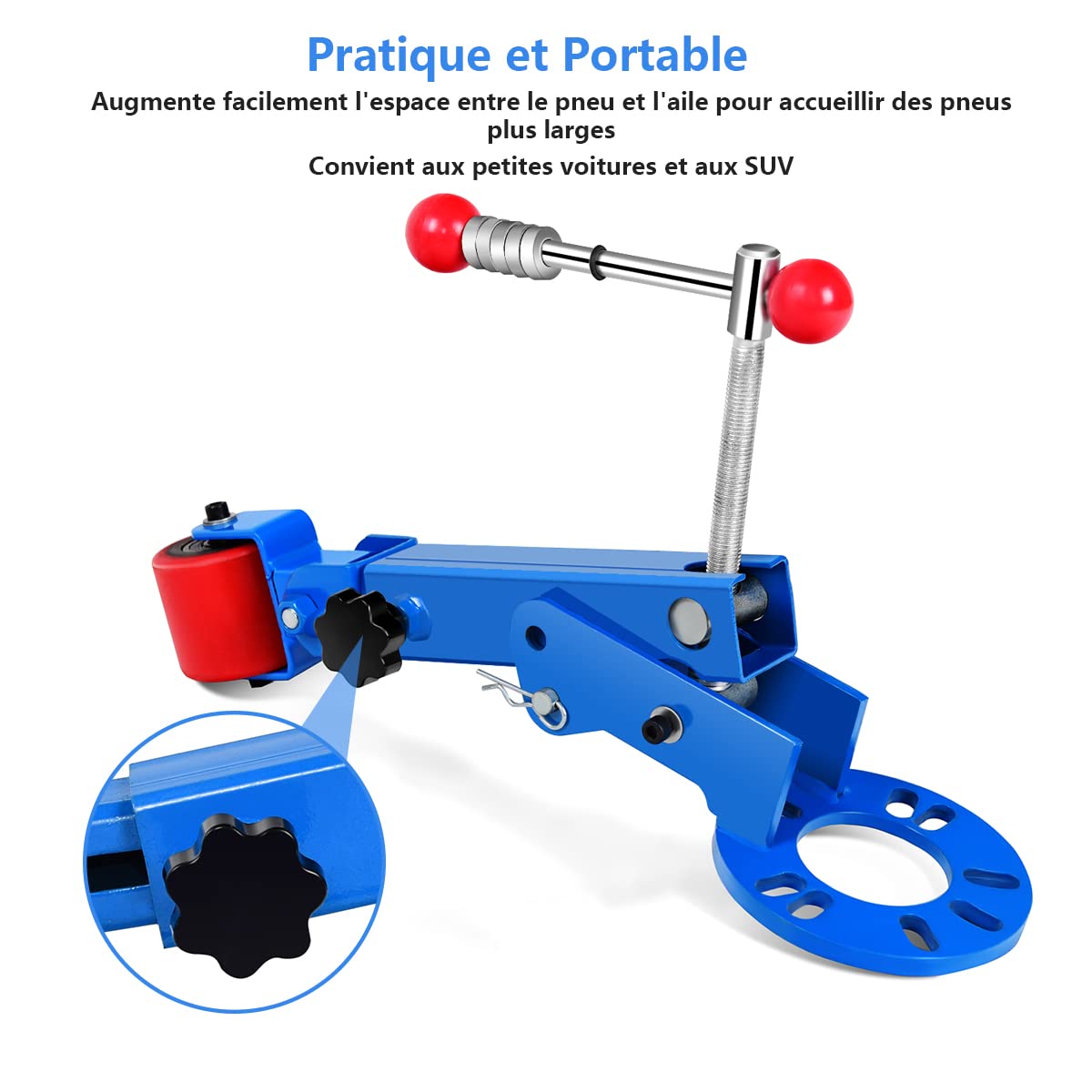 COSTWAY Outil de Réparation de Garde-boue Cadre en Métal, Fender Roller Reformage Extension avec Bras Réglable 180° et 22,9-36CM pour Entretien Automobile, Bleu
