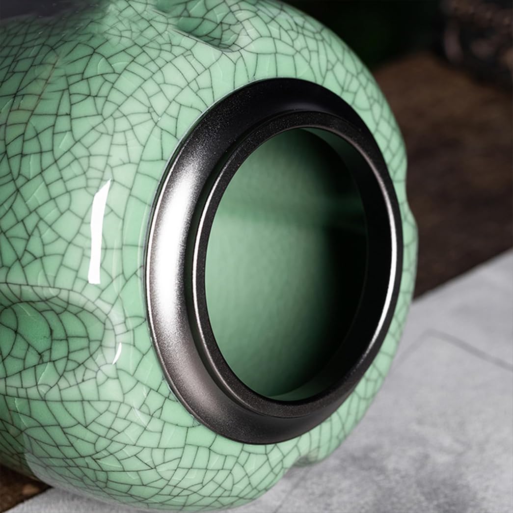 Jingdezhen Celadon ceramiczny słoik imbirowy z pokrywką, dekoracyjny wazon słoika świątynnego, herbata do przechowywania herbaty/herbatę/herbata Caddy/herbata Kanister do domu Dekoracja jadania w