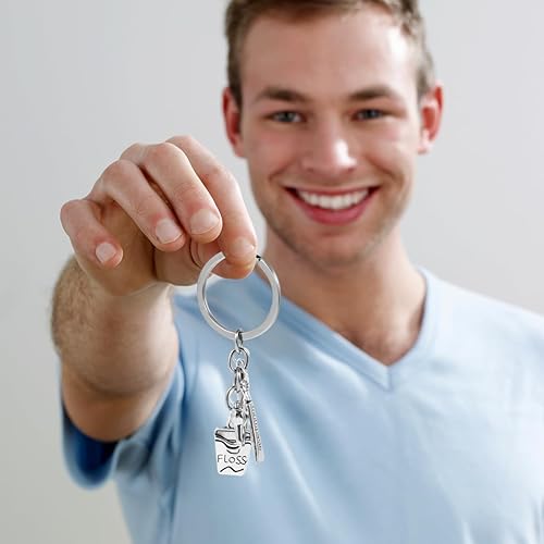 Miniatura 2 de Happyyami Llavero de pasta de dientes para cepillo de dientes, llavero con colgante de metal para cumpleaños para niños y adultos