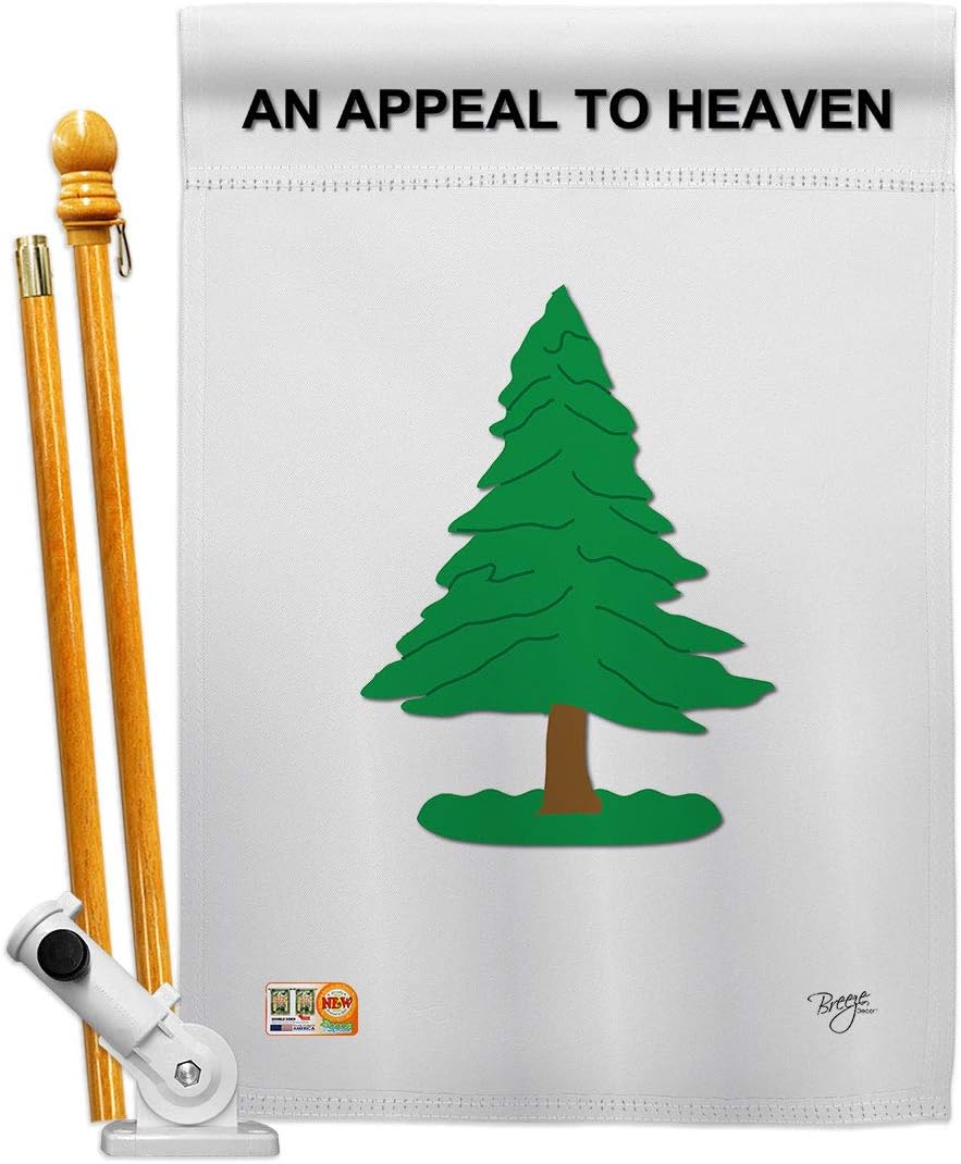 Pine Tree House Flag Set Americana US Historic July Memorial Veteran Independence United State American Small Decorative Gift Yard Banner Double-Sided Made In USA 28 X 40