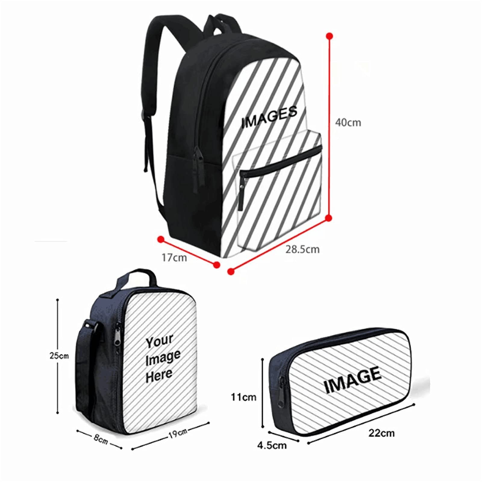 Mochila escolar Satchel 3 Set Large Cool para niños Niños Niños Mochila informal de viaje personalizada + Estuche para lápices + Bolsa de almuerzo, Galaxy Horse, Mochila para niños