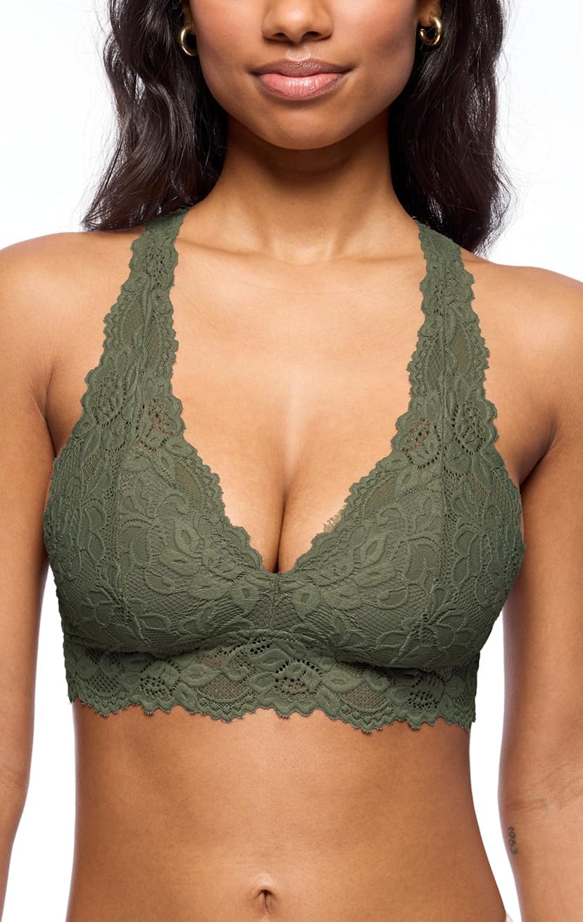 Mia Lace Bralette for Women, Unpadded and Unlined Wireless Bra, Perfect Racerback Everyday Lingerie