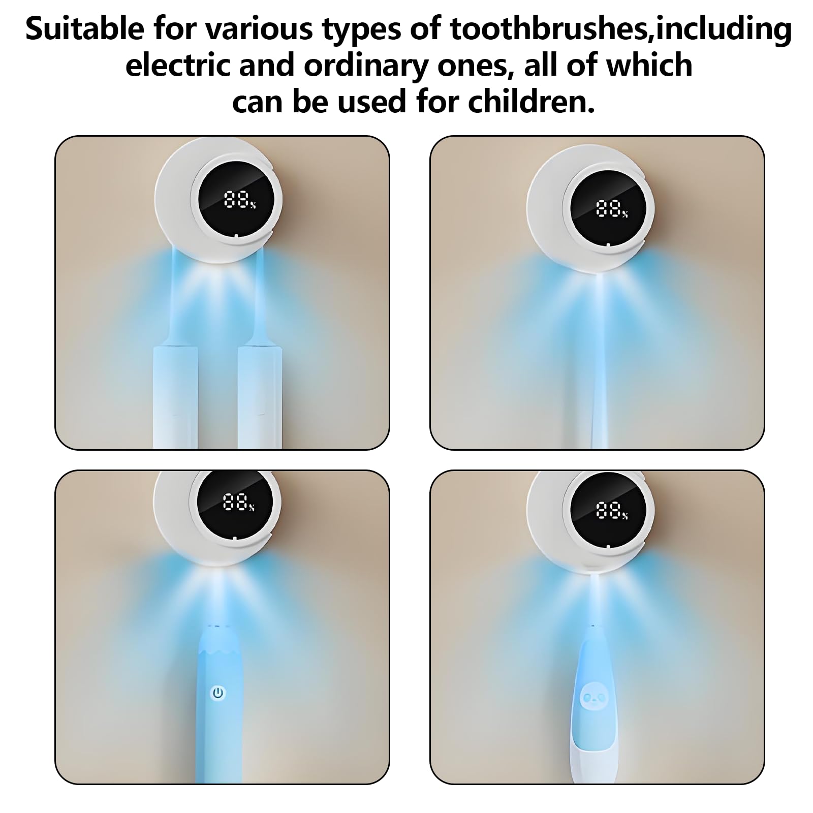 Esterilizador UV para Cepillo de Dientes, Esterilizador de Cepillo de Dientes, Cepillo de Dientes Desinfectante Recargable para Hombre, Mujer, Uso Diario (Blanco)