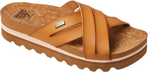 Reef Women's Cushion Bloom Hi Slide Sandal, Natural, 10