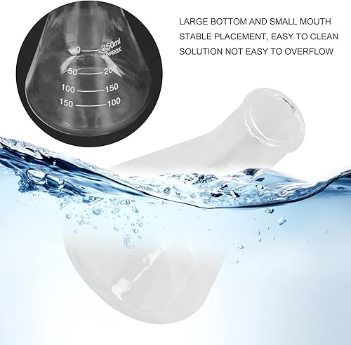 Miniatura 5 de Topyond Erlenmeyer - Frasco de vidrio de borosilicato grueso de boca estrecha para química de laboratorio, 8.5 fl oz, durabilidad mejorada para