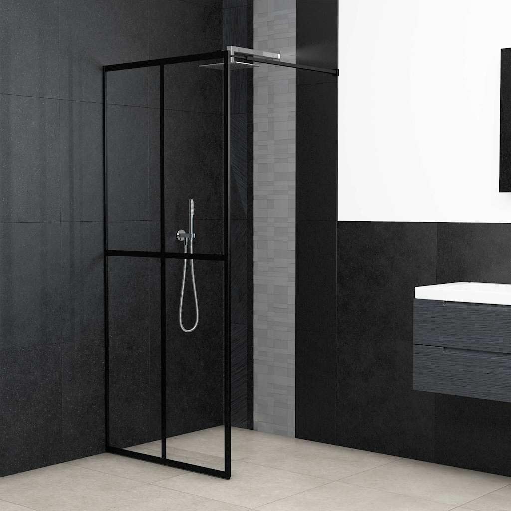 Mampara de ducha de cristal templado transparente de 80 x 195 cm con vidrio templado de 5 mm, perfil de aluminio ajustable, barra de apoyo de acero inoxidable, protección contra salpicaduras