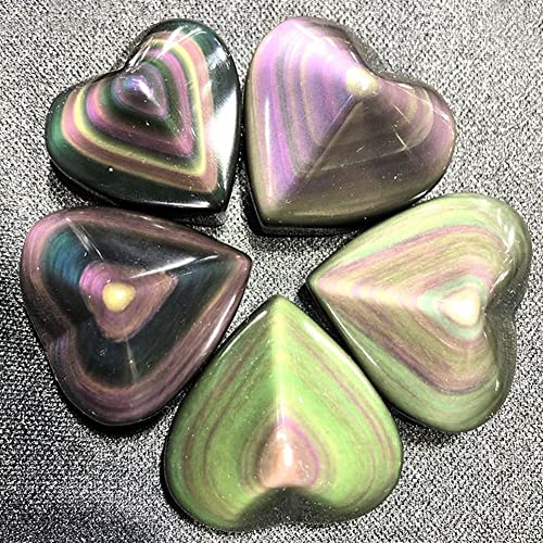Pendentif obsidienne arc-en-ciel cœur en pierre de cristal naturel - 2