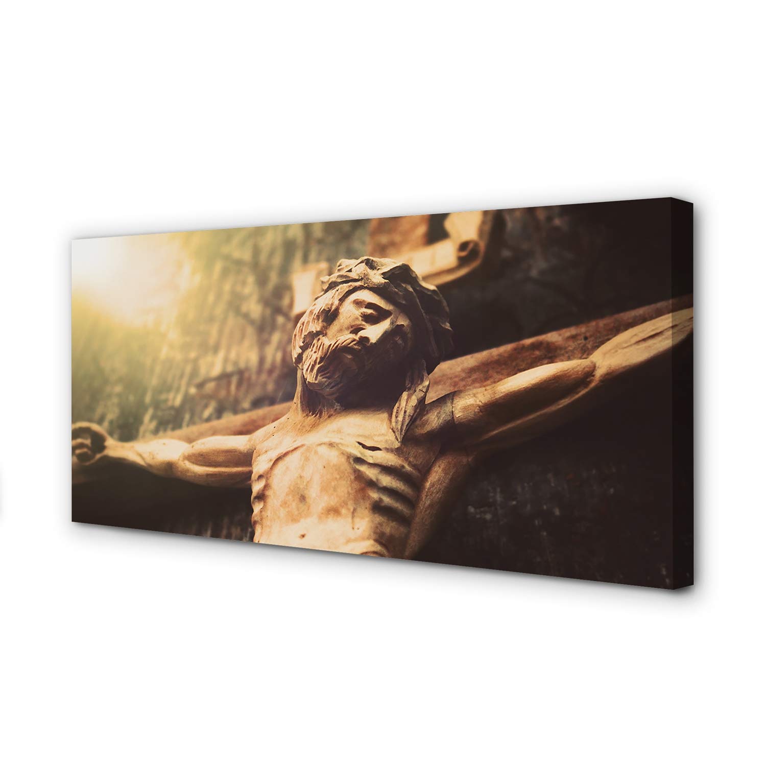 Peinture sur toile Jésus-Christ 140x70cm cadre bois déco salon