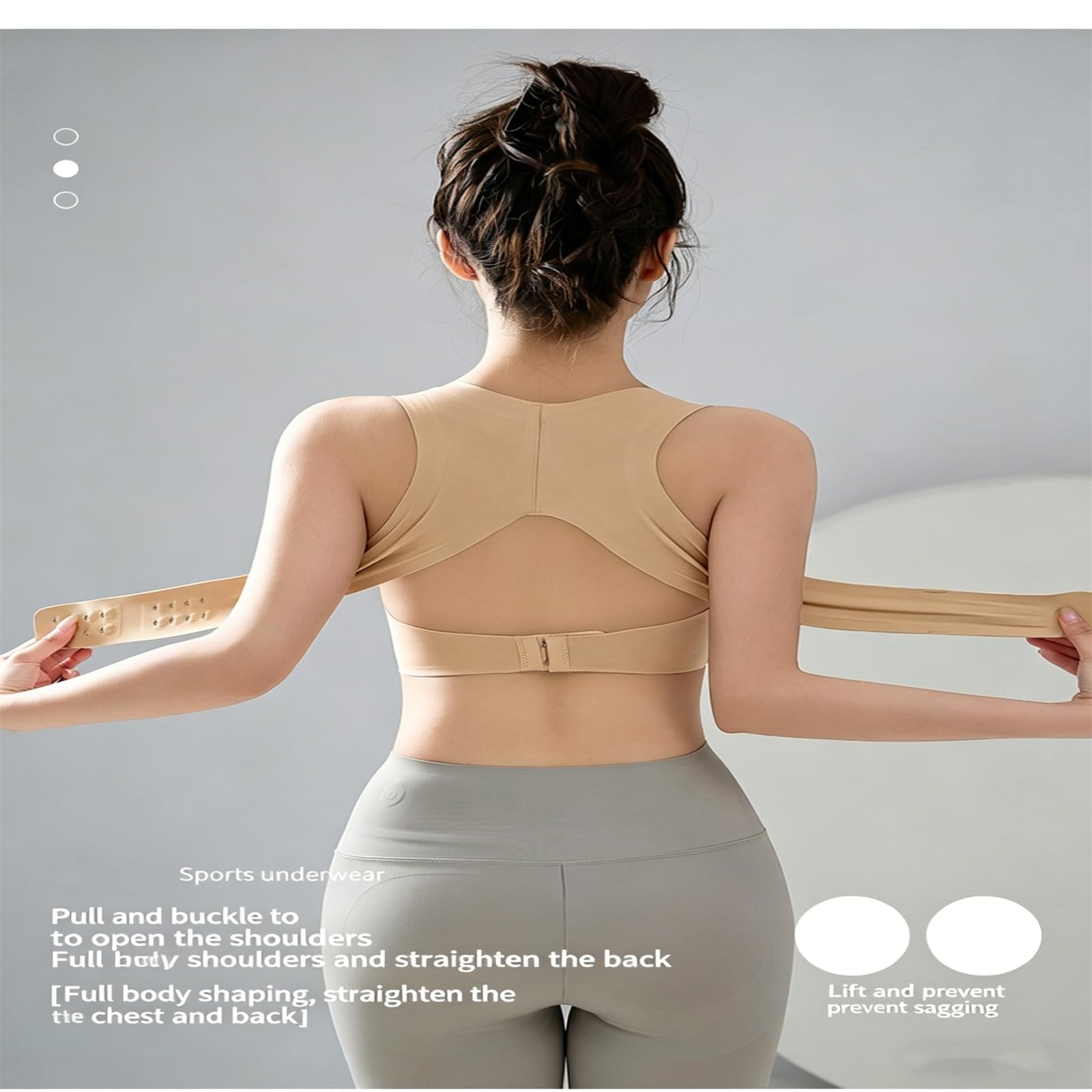 Sujetador corrector de levantamiento con hebilla frontal, figura completa, para mujer, postura de alto apoyo, cobertura completa, sin costuras, push up, sin aros