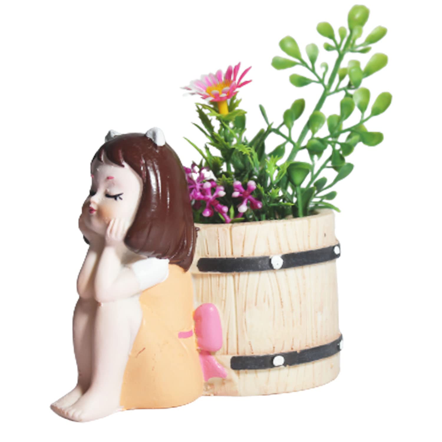 VINAMRA28 - Classic Basket Girl Shape Resin Pot, Red, Decorative Showpiece with Artificial Plants Set of 1 (B0C3ZZGJ82) Amazon Price History, Amazon Price Tracker