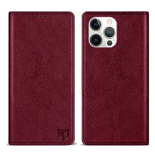Image of ZZXX for iPhone 13 Pro Max Wallet Case Strong Magnetic 6.7 inch,Wine Red