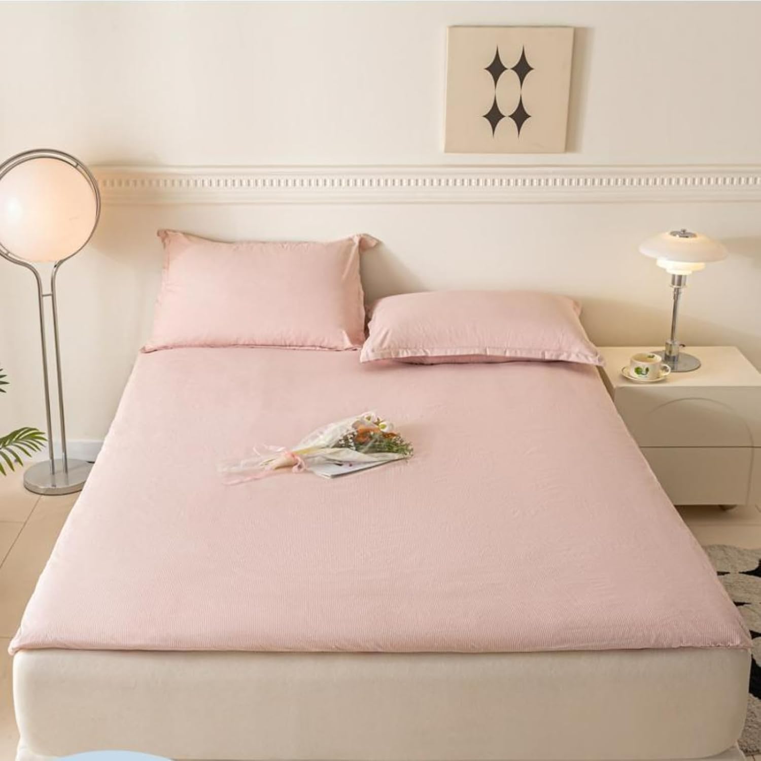 EFELIM Cotton Futon Cover King Queen Full Size, Japanese Floor Mattress With Zipper, Soft RV Futon Slipcover Washable (Pink, 180x200cm/70.8x78.7'')