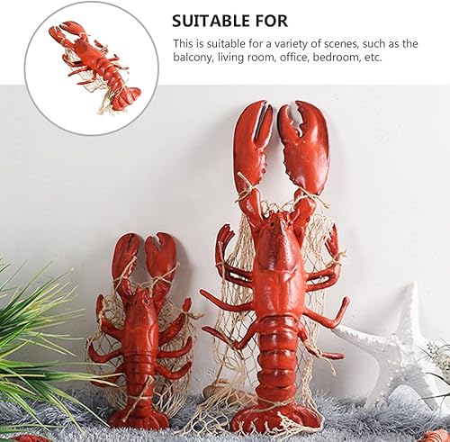 Miniatura 6 de BESPORTBLE Decoración de langosta de cangrejo de cangrejo de langosta roja, escultura náutica de pared de resina, colgante de decoración de pared