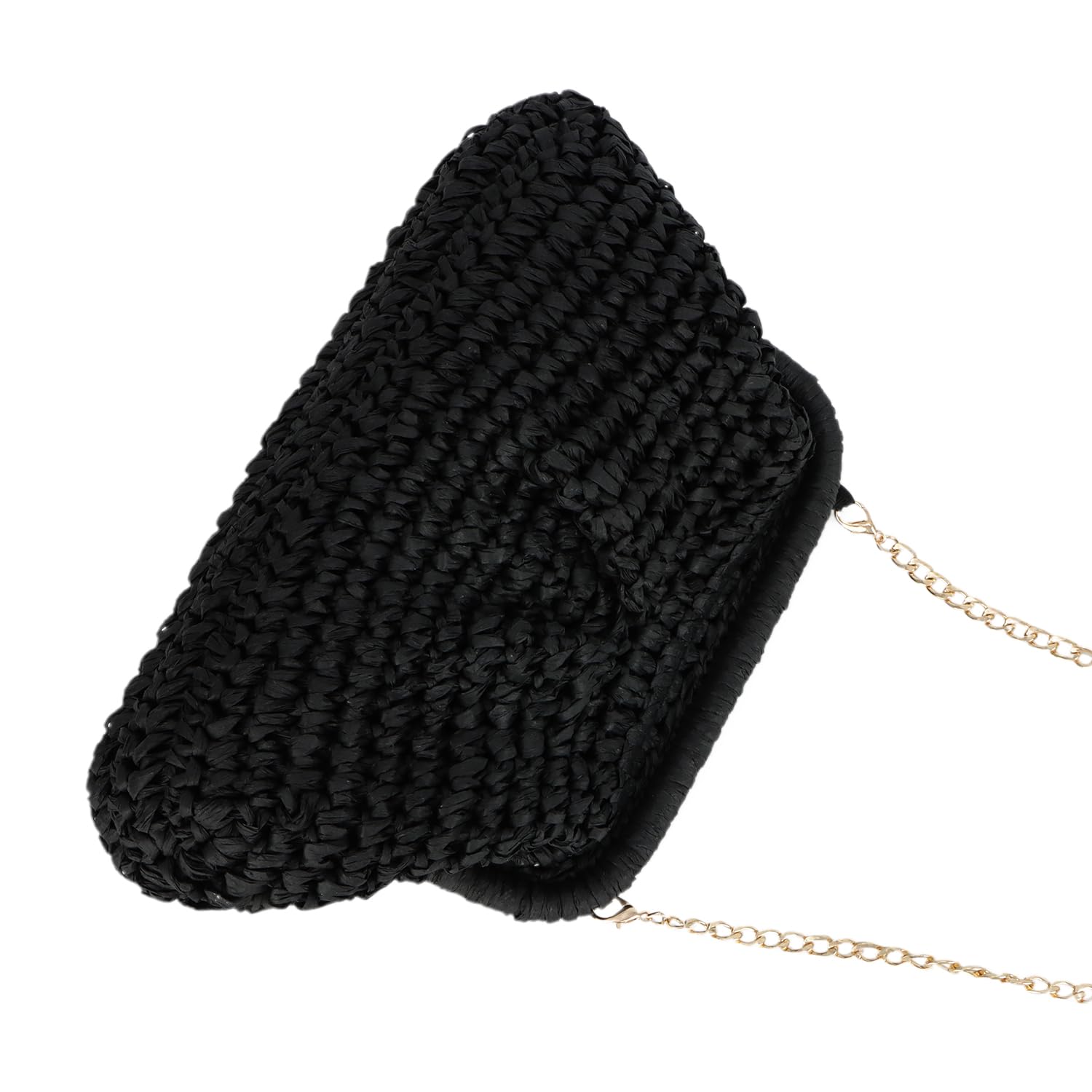 EVEOUT Clutch de Paja Mujer Bolso Nube de Boda Fiesta Paja con Cadena Bolsos bandolera Tejido para Vacaciones Playa