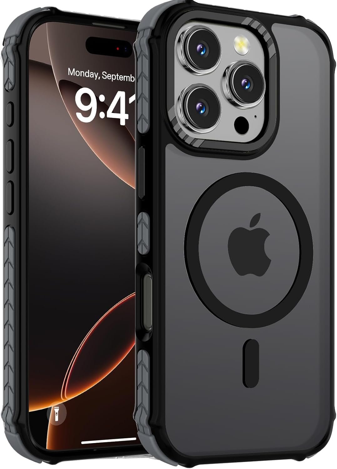 DEERLAMN Strong Magnetic Case for iPhone 16 Pro 6.3-Inch,[Compatible with Magsafe] Translucent Matte Slim Shockproof Protective Phone Cover for Women Men-Forest Black for iPhone 16 Pro 6.3-Inch Black