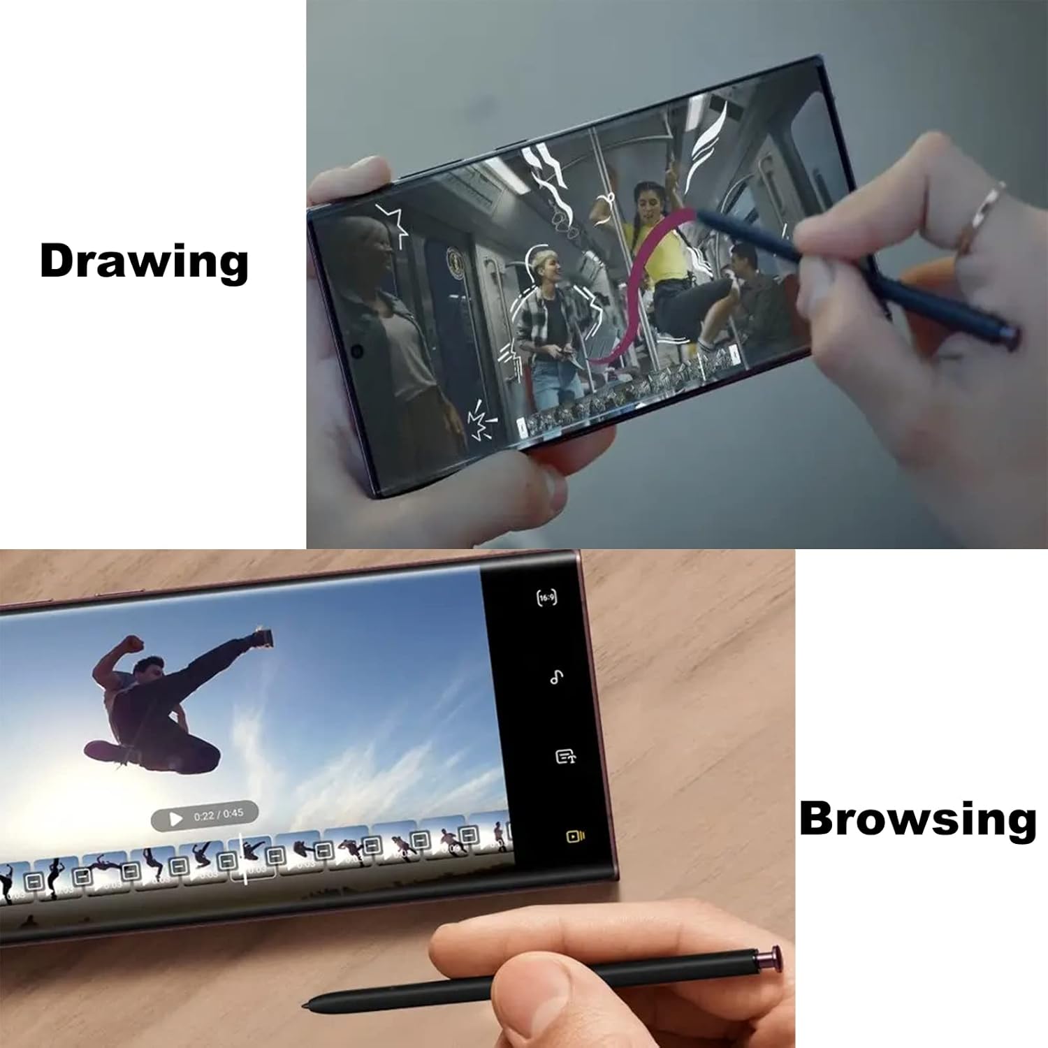 Galaxy S22 Ultra Pen with Bluetooth for Samsung Galaxy S22 Ultra 5G Stylus Pen Replacement with Remote Control for Samsung Galaxy S22 Ultra S Pen, Phantom Black