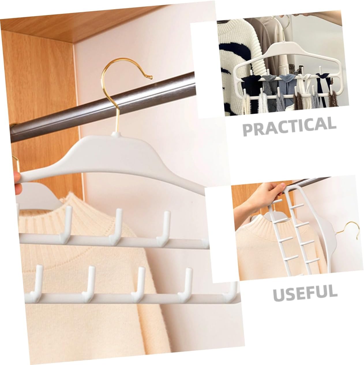 Mobestech 2pcs Multi-Functional Belt Hanger Organizer 11 Hooks Space-Saving Tie Rack for Closet Light Gray Sturdy Design for Belts Scarves and Ties Storage