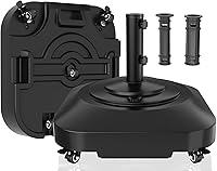 AOSTD Heavy Duty Umbrella Base with 5 Wheels - Fillable 135lb Wind-Resistant Mobile Stand for Patio, Deck, Poolside, Lawn