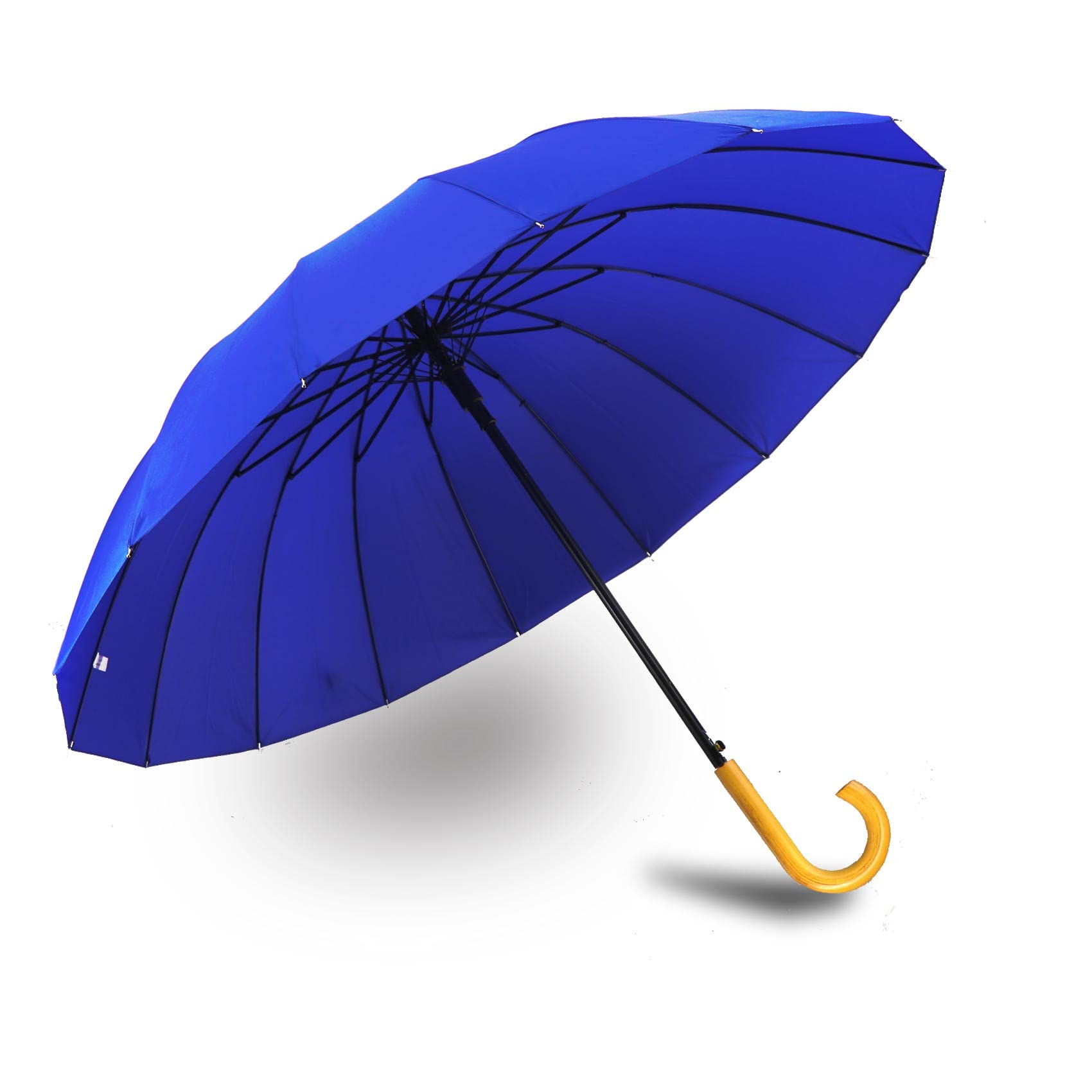 MRTLLOA 52 Inch Windproof Large Umbrellas for Rain, 16 Ribs, J Wooden Handle, 210T High-density Fabric Golf Stick Umbrella