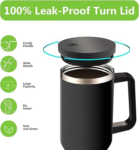 Miniatura 2 de mininoo Vaso de 30 onzas con asa y pajilla, taza aislada con asa a prueba de fugas, botella de agua de acero inoxidable, taza de viaje, apto para