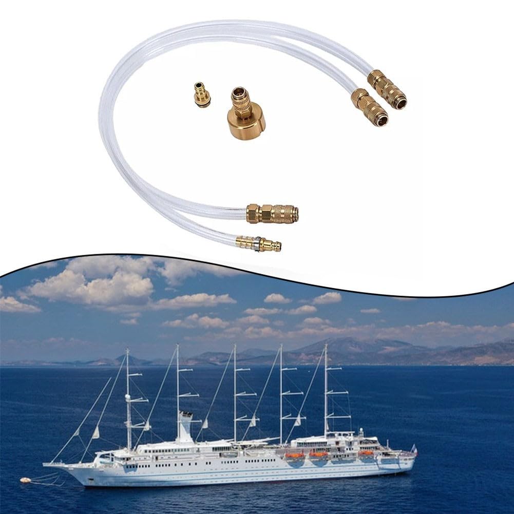 Kit de purga de dirección hidráulica para barcos, accesorios de latón, juego de relleno de conexión rápida compatible con la mayoría de fueraborda, interior/fueraborda e interior Ma