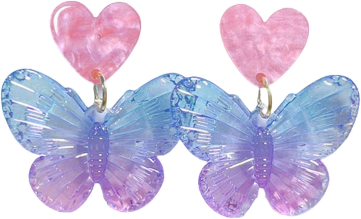 Fuqimanman2020Colorful Butterfly Earrings Acrylic Butterfly Dangle Earrings Acrylic Insect Colored Earrings for Women Girls