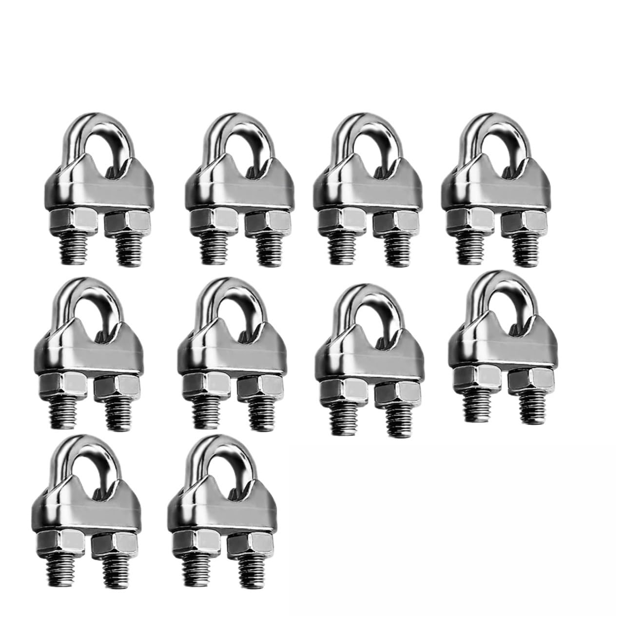 1 à 50 serre-câbles en forme de U acier inoxydable 304, accessoires fixation for câbles 1/2/3/4/5/6/8/10 mm, anticorrosion pour Vie(M10-10PCS)