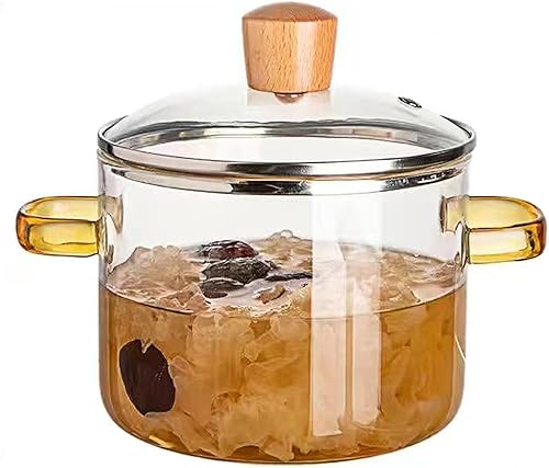 Ollas de cocina transparentes, olla de cocina de borosilicato de 1.6 L (54 onzas), ollas de cocina de vidrio para estufa, olla de vidrio con tapa Ollas de cocina transparentes, olla de cocina de borosilicato de 1.6 L (54 onzas), ollas de cocina de vidrio para estufa, olla de vidrio con tapa