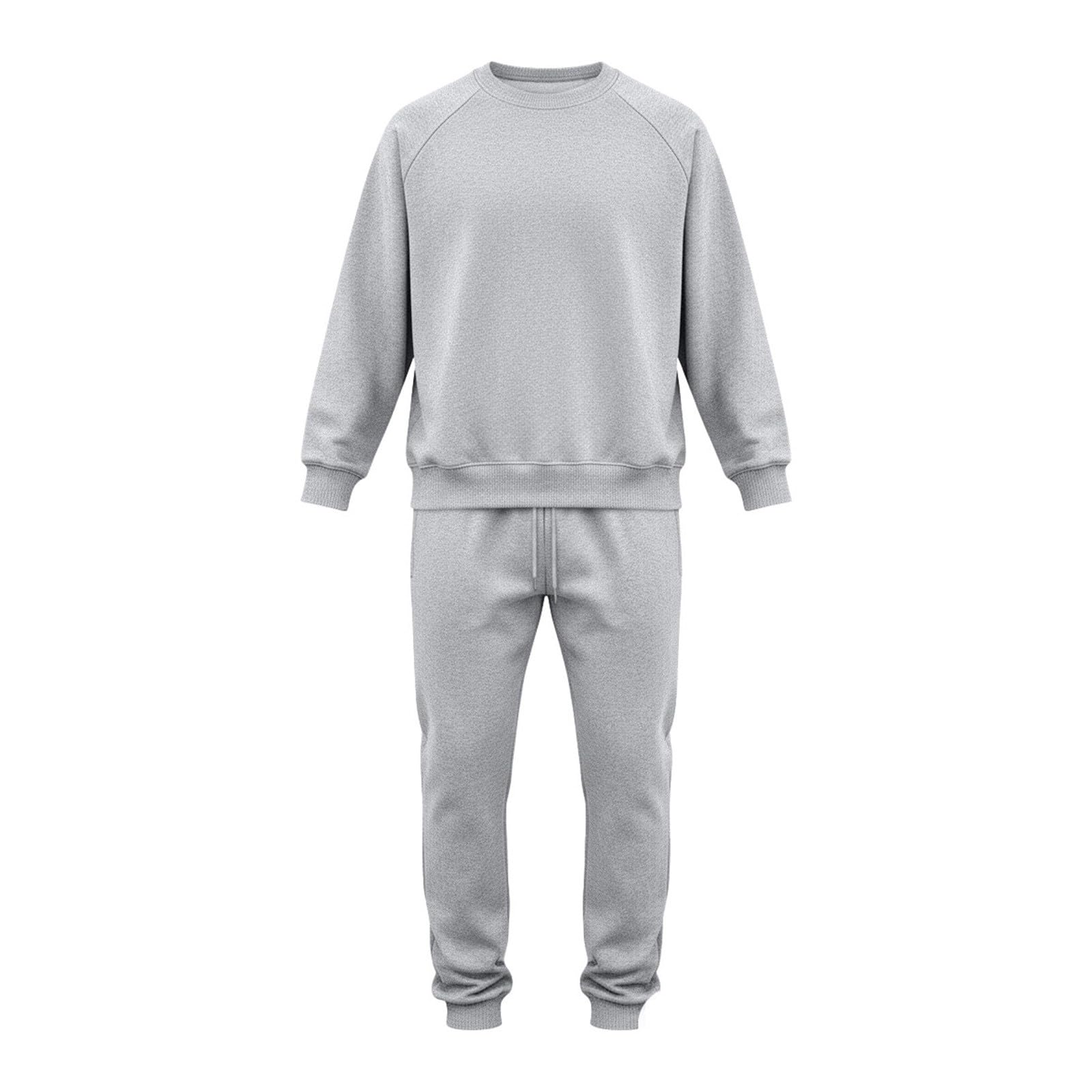Tuta da allenamento da uomo, girocollo, da jogging, 2 pezzi, per la palestra, per il tempo libero, in tinta unita, traspirante e pantaloni sportivi