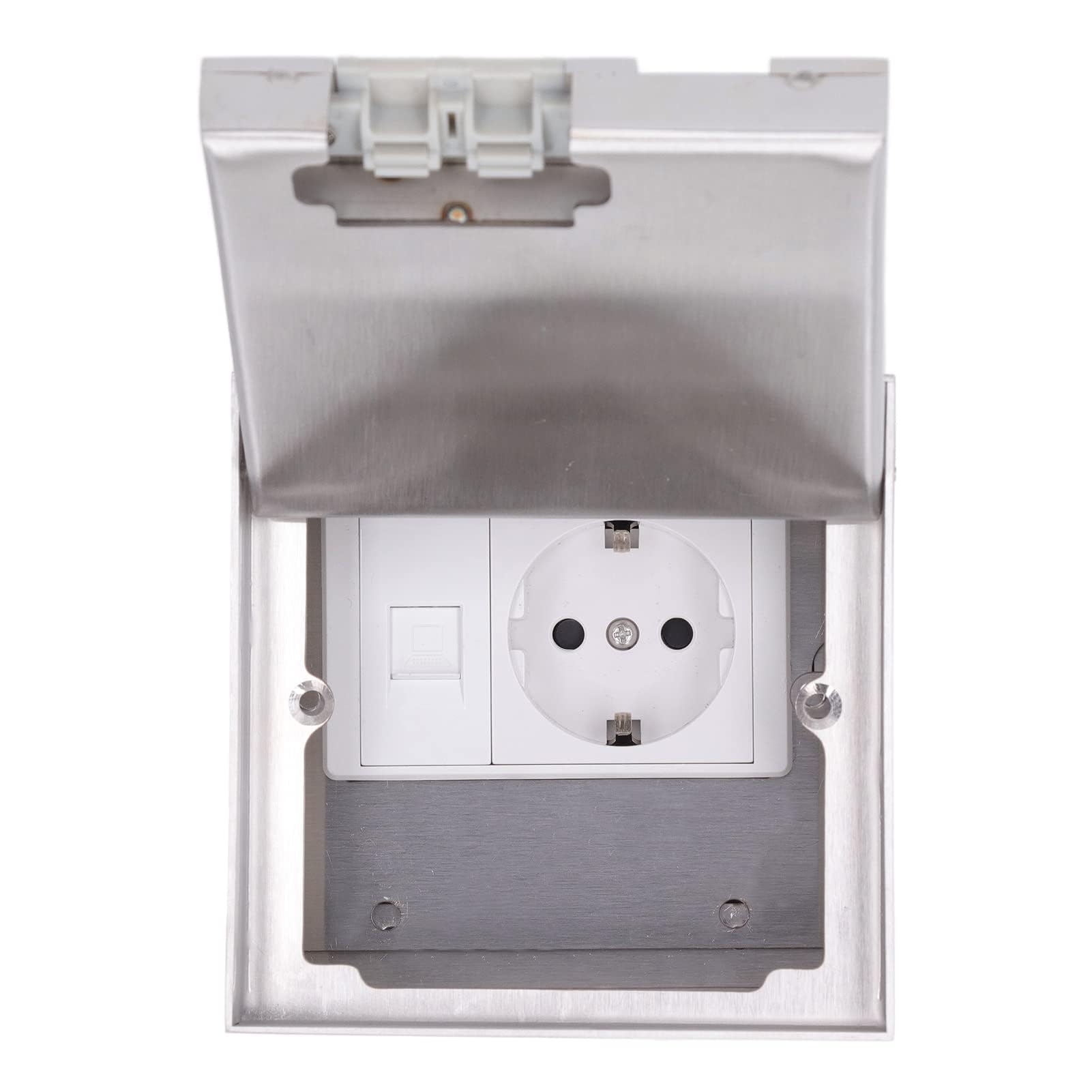 Prise Encastrée au Sol avec Prise Électrique Plate en Acier Inoxydable 2 Prises AC250V - Prise de Courant Étanche pour Bureau Hôtel École