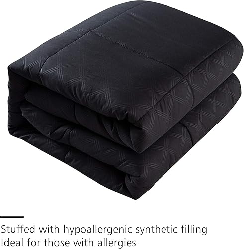 Miniatura 7 de JML - Juegos de edredón de ropa de cama de microfibra con fundas. Patrón bordado y acolchado de color sólido de lujo. Ideal para cualquier