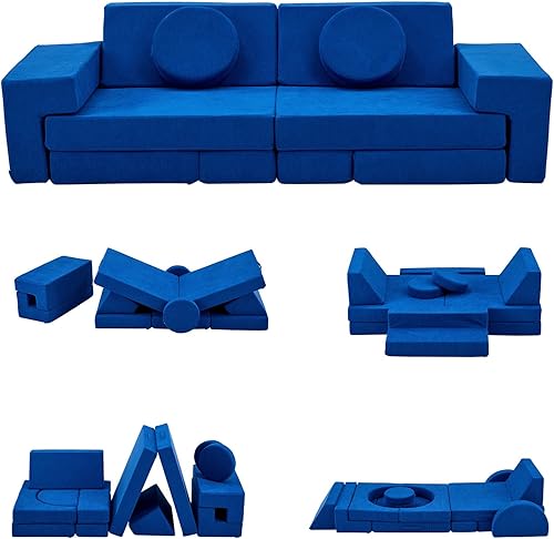 Karl home Sofá infantil de 14 piezas, sofá modular de juegos para niños, sofá multifuncional de espuma para niños, escalada y relajación, sofá
