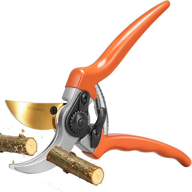 VIVOSUN 8" Bypass Pruning Shears for Gardening, Heavy-Duty Garden Scissors, Ultra Sharp Pruners with 3/4 in. Cut Capacity, Garden Clippers for Pruning