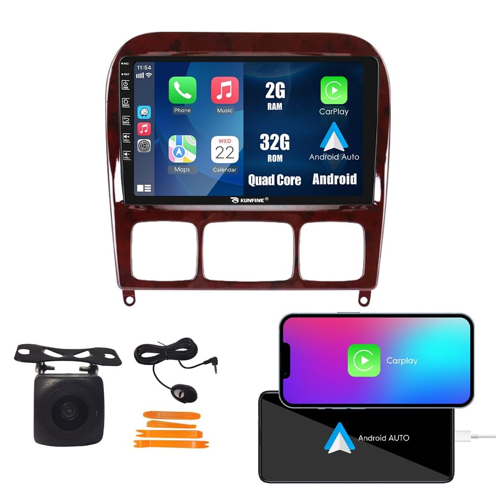 CarPlay Android Auto Navigation Stereo GPS Radio Display 9" IPS Touchscreen Headunit Tablet Media Player for Benz S Class W220 S280 S400 S430 S500