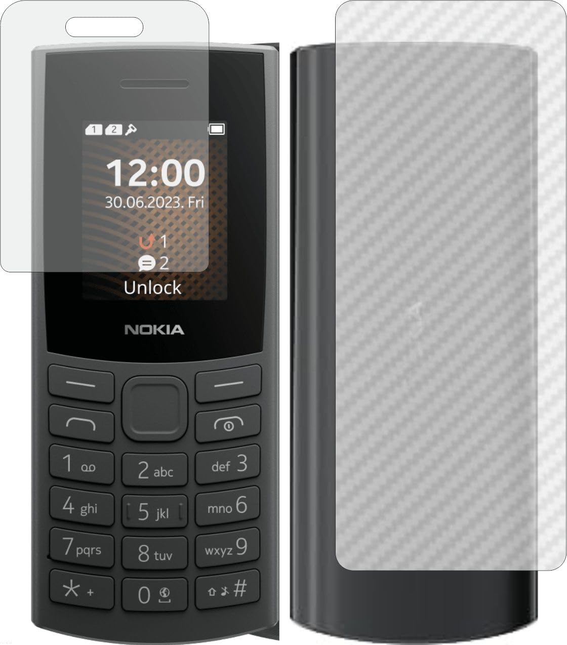 FASHEEN Matte Screen Guard & Carbon Fiber Back Skin Combo, Flexible Fiber Material Not Glass, Front & Back Impossible Screen Guards for Nokia 106 4G 2023 (B0CL6C18W4) Amazon Price History, Amazon Price Tracker