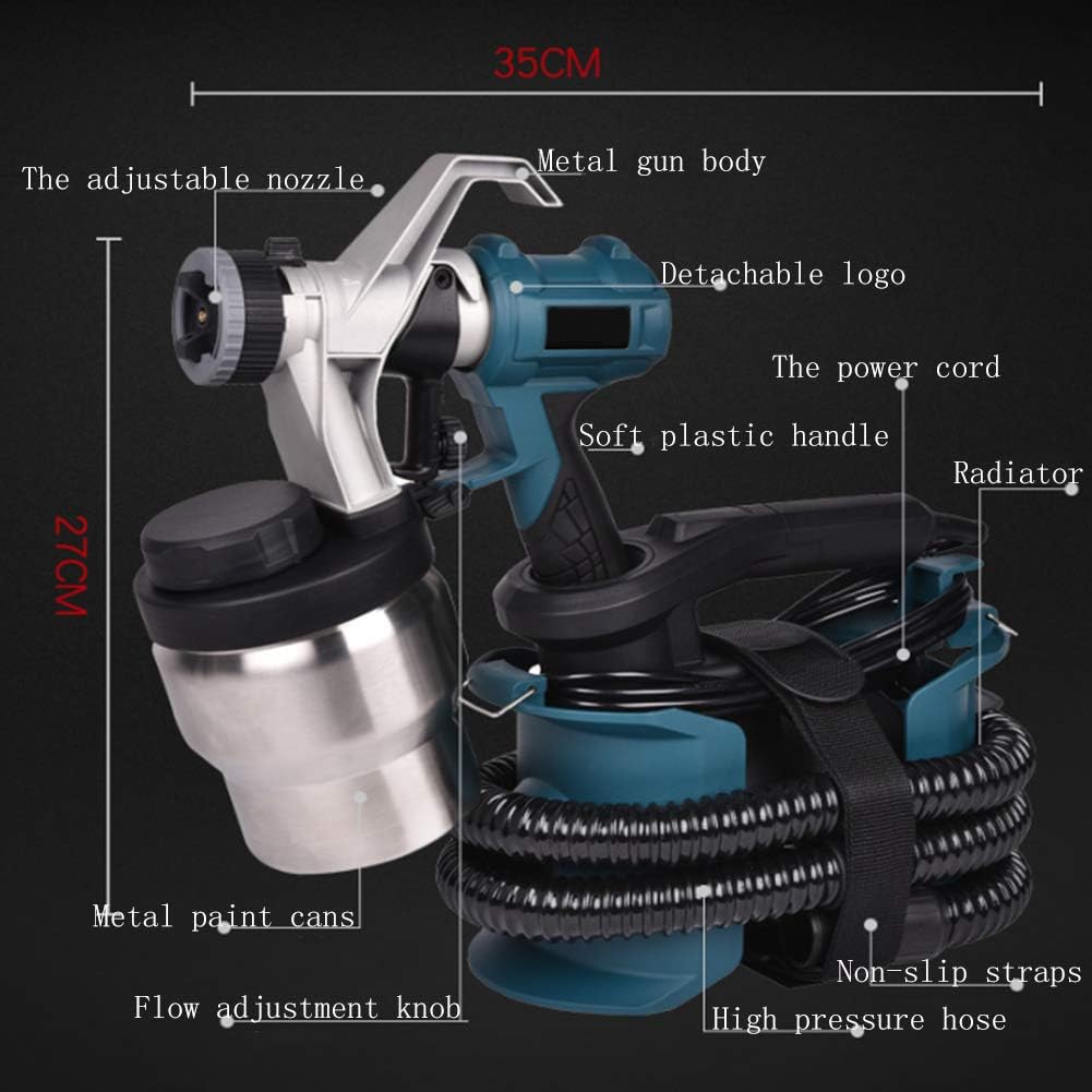 Elektryczny pistolet natryskowy 800 W, 3 tryby natrysku, regulowany przepływ, do samochodów, powierzchni metalowych i drewnianych, profesjonalny zestaw narzędzi do malowania natryskowego