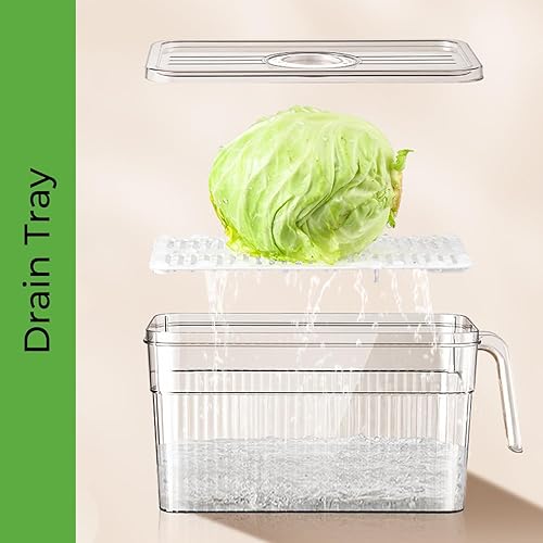 Miniatura 5 de Paquete de 2 organizadores transparentes para refrigerador y almacenamiento, contenedores organizadores de plástico para refrigerador con asa y