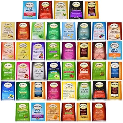 BLUE RIBBON Twinings Tea Bags Sampler Assortment Variety Pack Gift Box - 48 Count - Perfect Variety - English Breakfast, Green, Black, Herbal, Chai Tea and more