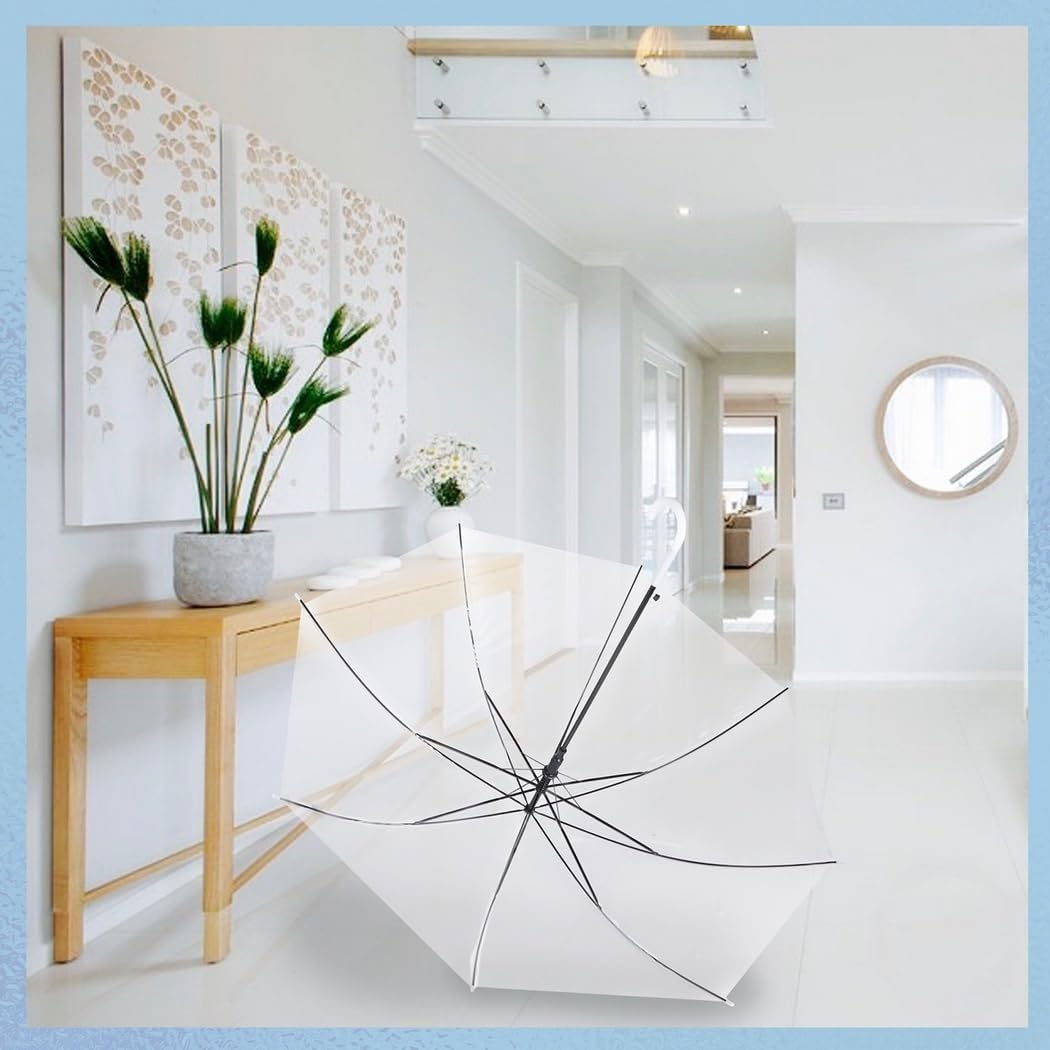 4Pcs Wedding Umbrellas, Clear Auto Open Bubble Umbrellas With J Handle, Windproof Rain Protection For Special Occasions