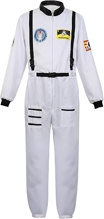 Parlsdy Mens Adult Costume Jumpsuit Zip Front Astronaut Flight Suit