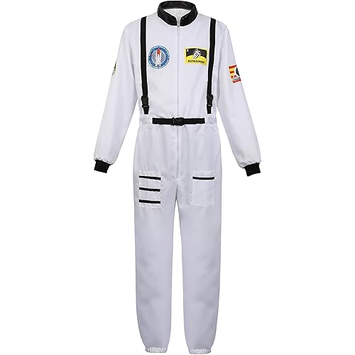 Men's Adult Astronaut Spaceman Costume Coverall Pilot Air Force Flight Jumpsuit Dress Up Party
