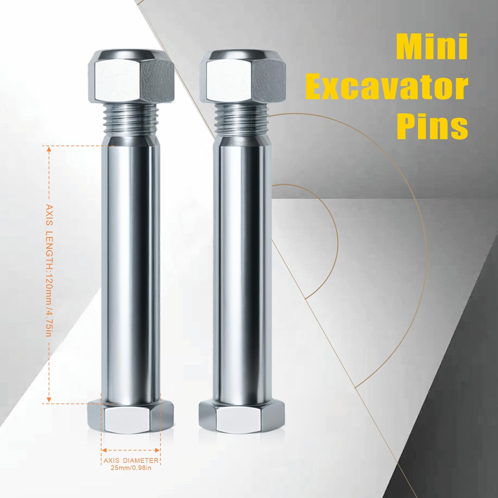 2pcs 25mm/0.98in Mini Excavator Pins, Replaceable Bucket Linkage Pin Attachments, Compatible with Backhoe Accessories for Small Diggers (2PCS)