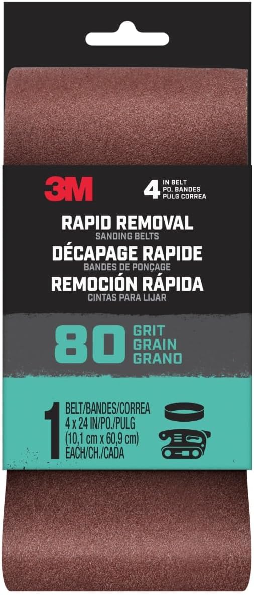 3M Rapid Removal 4x36 Power Sanding Belt, 80 grit, 1/Pack