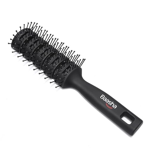Baasha Cepillo para el cabello, cepillo ventilado para secar con soplado, cepillo de pelo corto para hombre con cerdas con punta de bola, mejor para