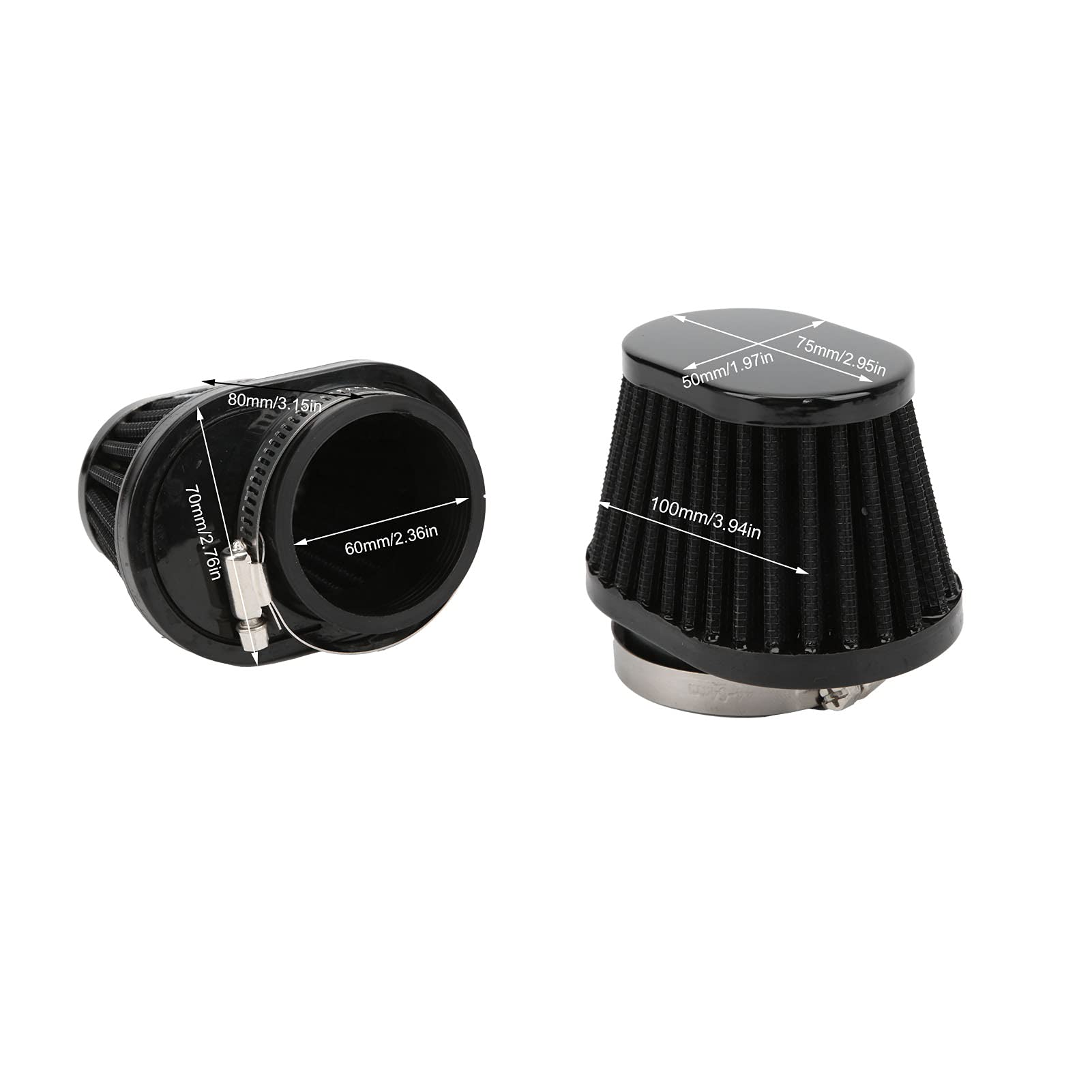 Filtro Aria Moto Sostituzione Universale per ABS Non Tessuto Testa a Fungo Migliora L'efficienza Dell'aspirazione Dell'aria del Motore Lunga Durata (60MM)