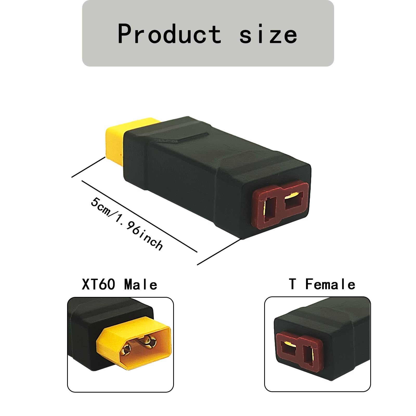 LinsyRC Lot de 2 connecteurs parallèles XT60 2 femelles vers 1 mâle pour batterie RC LiPo NiHM ESC