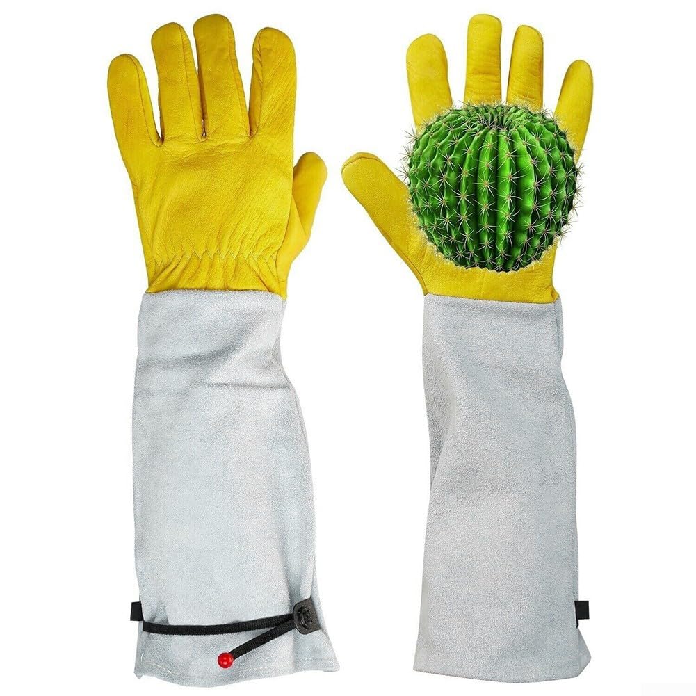 Lange Gartenhandschuhe aus Ziegenleder, Schutz mit Unterarmabdeckung, durchstichfest, schwer
