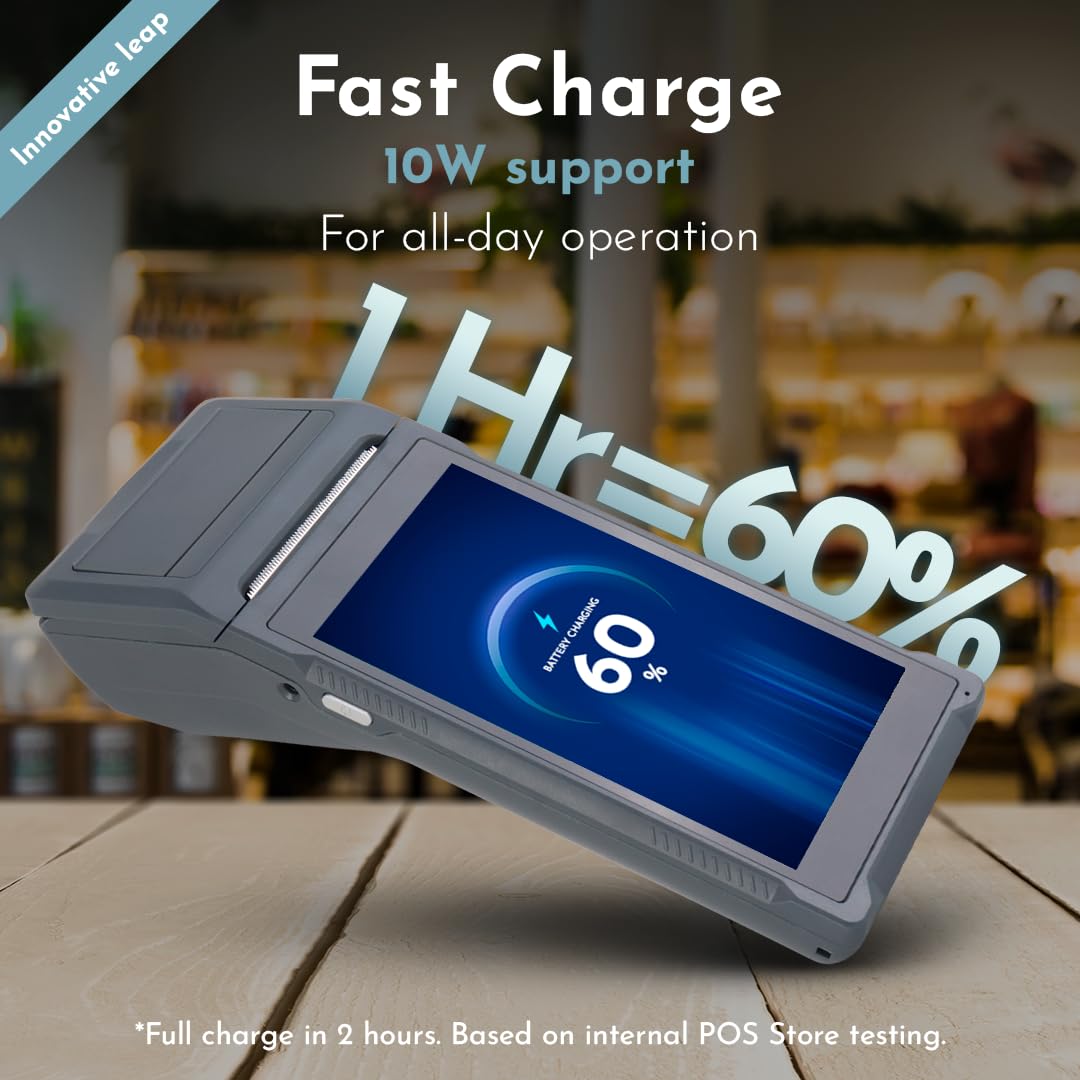 POS PDA Q2i Belegdrucker, 58 mm, Hochgeschwindigkeits-Thermodrucker mit Android 11, 5,5 Zoll Touchscreen, mobiles Handheld-Point-of-Sale-Tablet, Scan1D-Barcodes, unterstützt 3G, 2 GB RAM + 16 GM ROM
