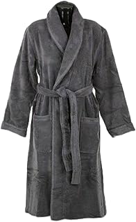 روب رجالي من الفرو، رمادي، مناسب للشتاء، مع حزام وجيوب، ياقة شال، طويل، مقاس واحد